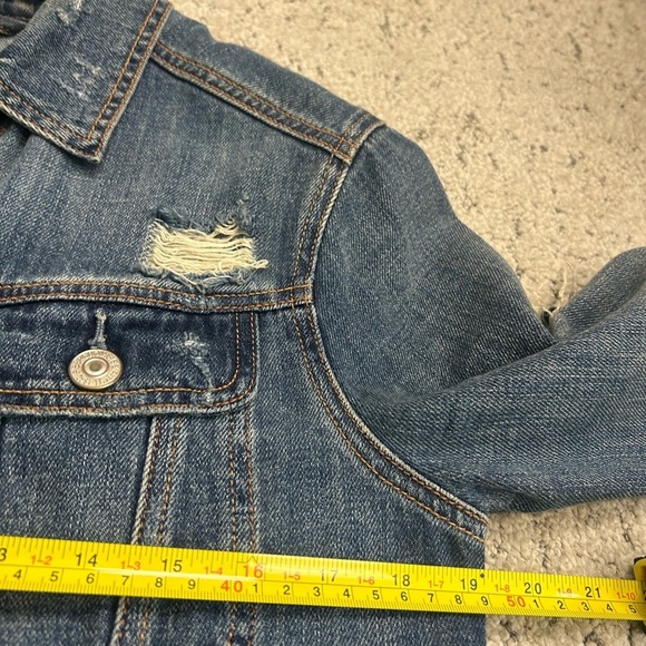 Abercrombie & Fitch S oversized Distressed trucker Denim Jacket excellent condit - Picture 14 of 14